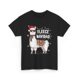 Fleece Navidad Llama Christmas T-Shirt - Black