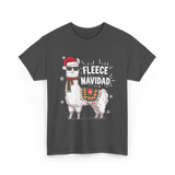 Fleece Navidad Llama Christmas T-Shirt - Dark Heather