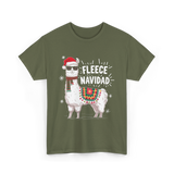 Fleece Navidad Llama Christmas T-Shirt - Military Green