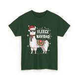 Fleece Navidad Llama Christmas T-Shirt - Forest Green