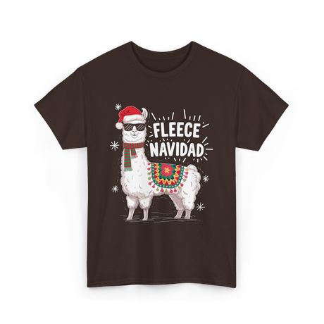 Fleece Navidad Llama Christmas T-Shirt - Dark Chocolate