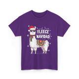 Fleece Navidad Llama Christmas T-Shirt - Purple