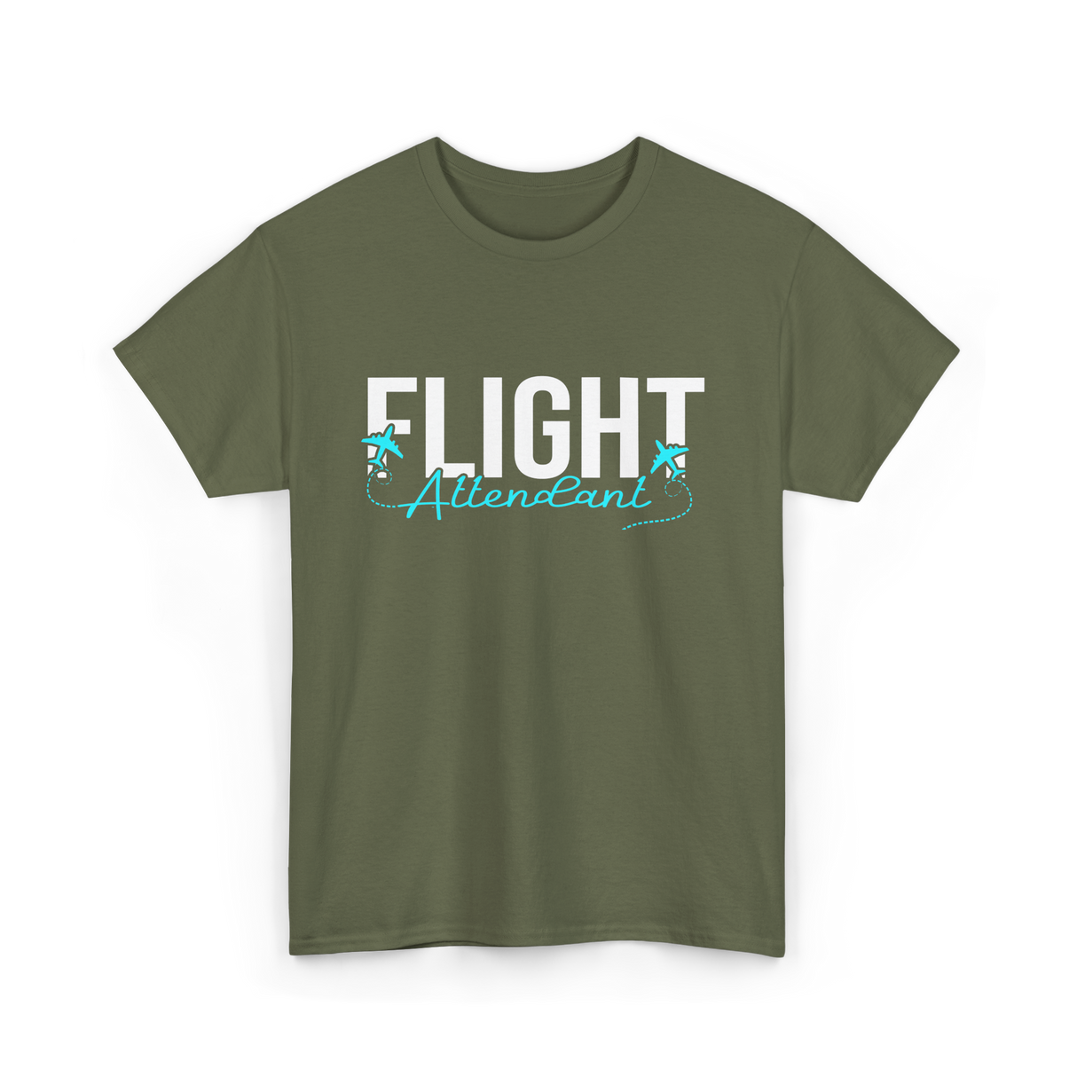 Flight Attendant Aviation Travel T-Shirt - Military Green