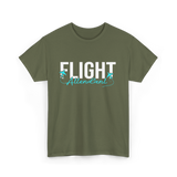 Flight Attendant Aviation Travel T-Shirt - Military Green