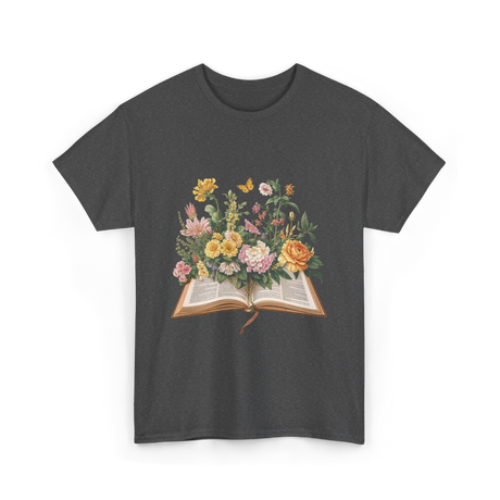 Floral Book Nature T-Shirt - Dark Heather