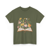 Floral Book Nature T-Shirt - Military Green