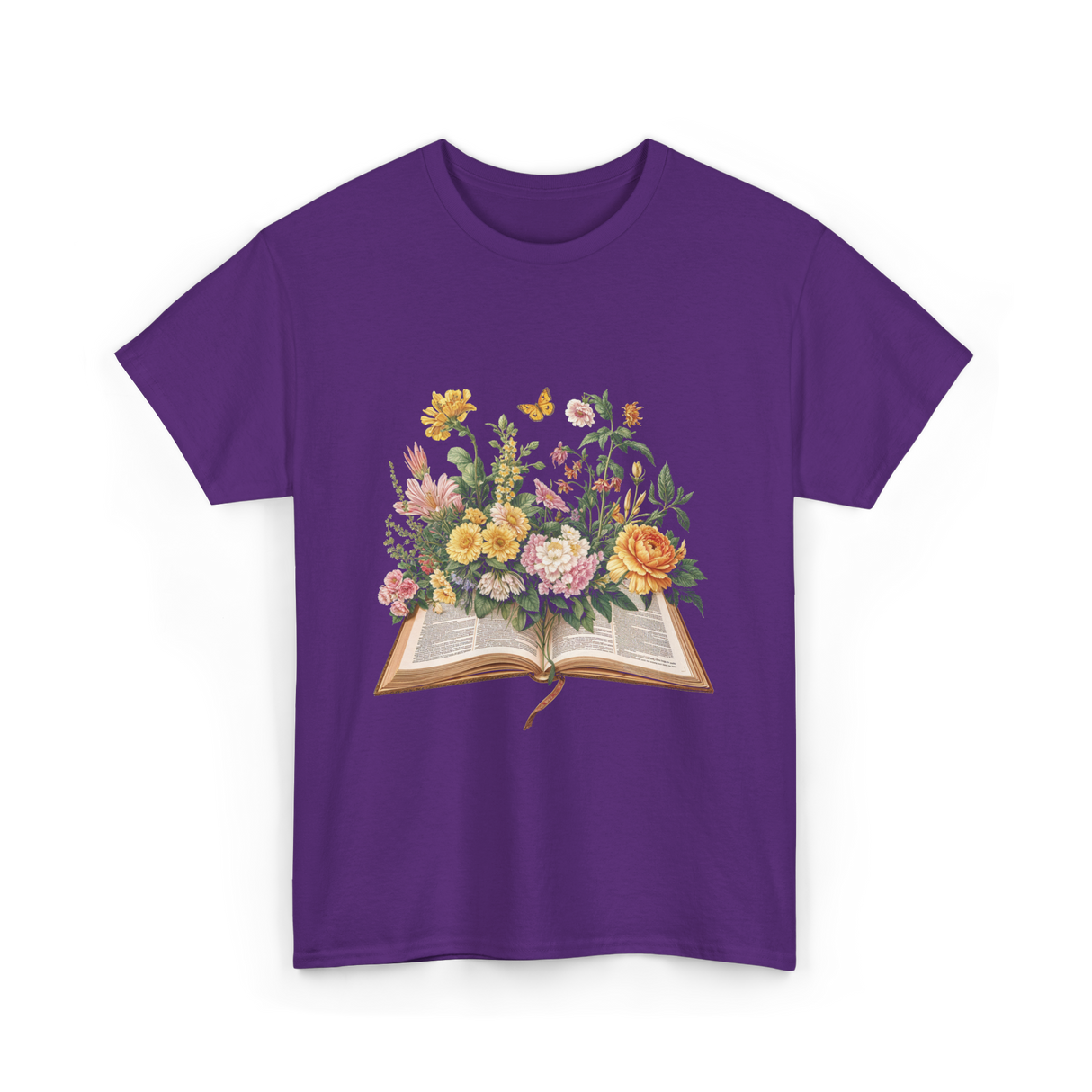 Floral Book Nature T-Shirt - Purple