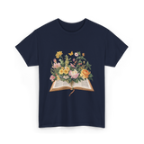 Floral Book Nature T-Shirt - Navy