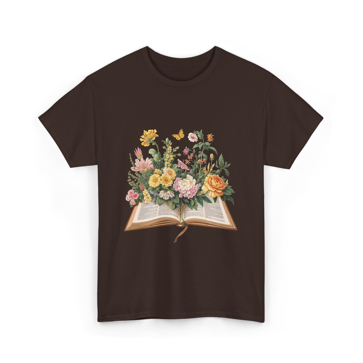 Floral Book Nature T-Shirt - Dark Chocolate