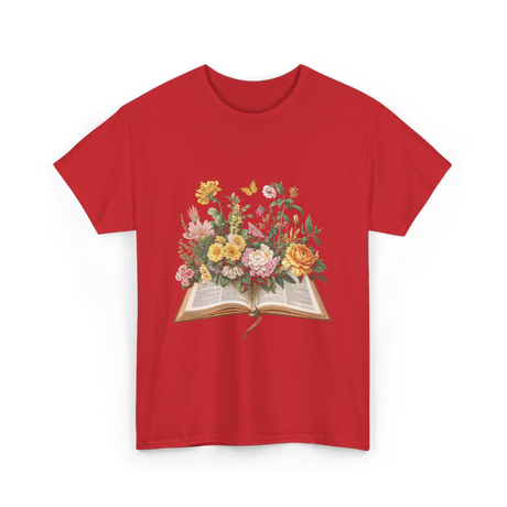 Floral Book Nature T-Shirt - Red