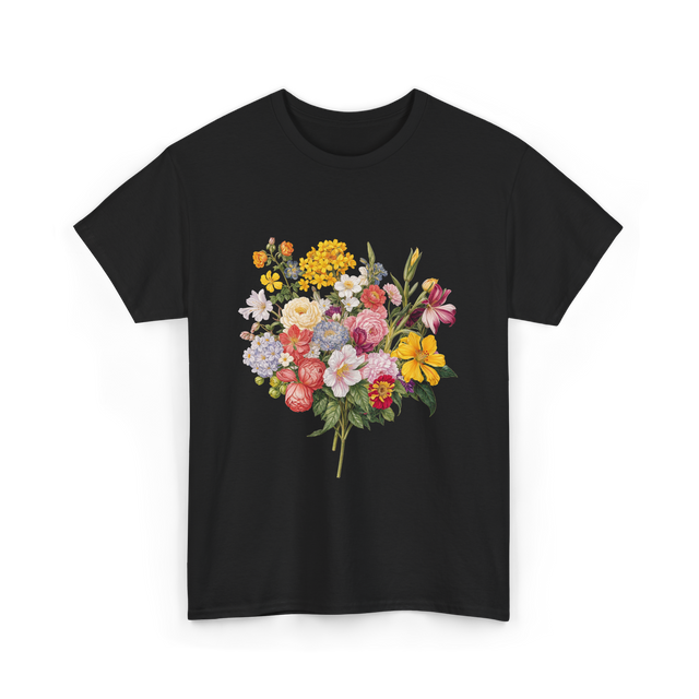 Floral Bouquet Flowers Floral Art T-Shirt - Black