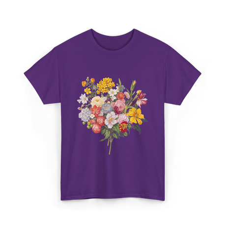 Floral Bouquet Flowers Floral Art T-Shirt - Purple