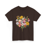 Floral Bouquet Flowers Floral Art T-Shirt - Dark Chocolate