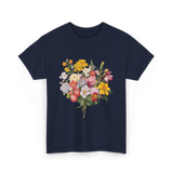 Floral Bouquet Flowers Floral Art T-Shirt - Navy