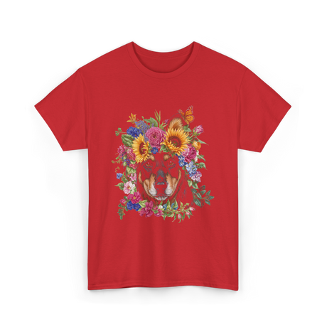 Floral Doberman Dog Lover T-Shirt - Red