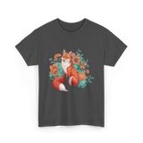 Floral Fox Aesthetic Wildlife T-Shirt - Dark Heather