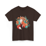 Floral Fox Aesthetic Wildlife T-Shirt - Dark Chocolate