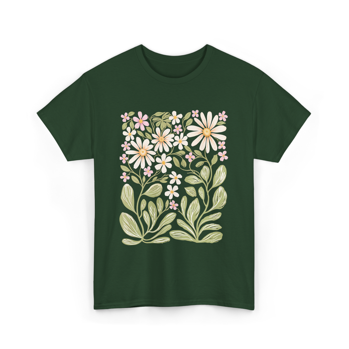 Floral Nature Design Nature Lover T-Shirt - Forest Green