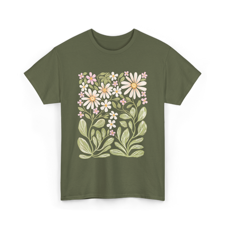 Floral Nature Design Nature Lover T-Shirt - Military Green