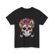 Floral Sugar Skull T-Shirt - Black