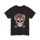 Floral Sugar Skull T-Shirt - Black