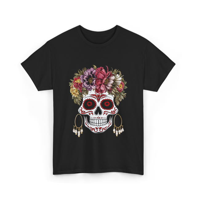 Floral Sugar Skull T-Shirt - Black