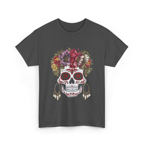 Floral Sugar Skull T-Shirt - Dark Heather