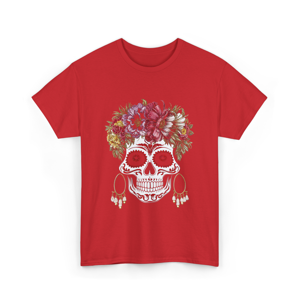 Floral Sugar Skull T-Shirt - Red