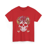 Floral Sugar Skull T-Shirt - Red