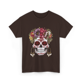 Floral Sugar Skull T-Shirt - Dark Chocolate