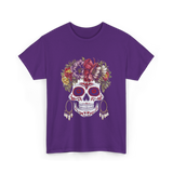 Floral Sugar Skull T-Shirt - Purple