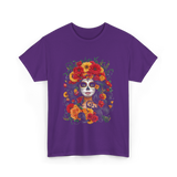 Floral Sugar Skull Woman T-Shirt - Purple