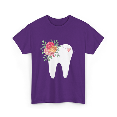 Floral Tooth Dental Hygienist T-Shirt - Purple