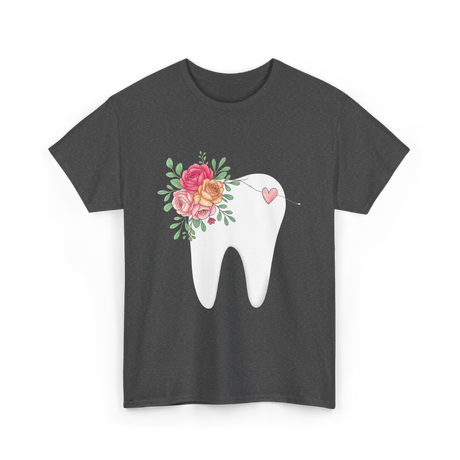 Floral Tooth Dental Hygienist T-Shirt - Dark Heather