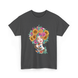 Floral Women Beauty Art T-Shirt - Dark Heather