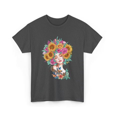 Floral Women Beauty Art T-Shirt - Dark Heather