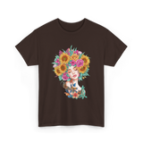 Floral Women Beauty Art T-Shirt - Dark Chocolate