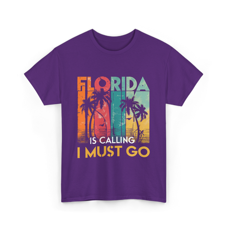 Florida Is Calling Travel T-Shirt - Purple
