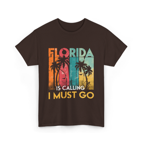 Florida Is Calling Travel T-Shirt - Dark Chocolate