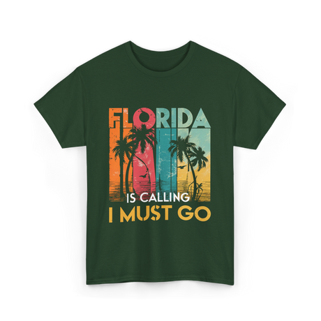 Florida Is Calling Travel T-Shirt - Forest Green