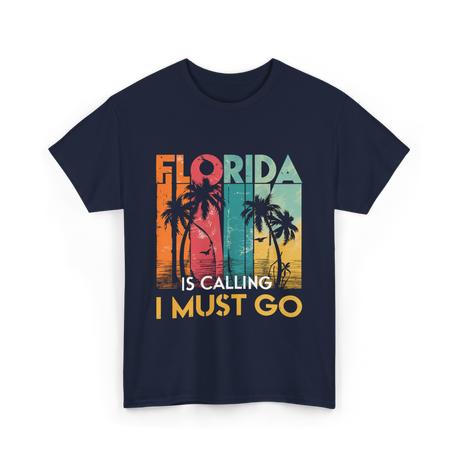 Florida Is Calling Travel T-Shirt - Navy