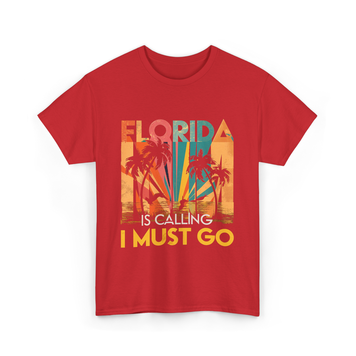 Florida Is Calling Vacation Travel T-Shirt - Red