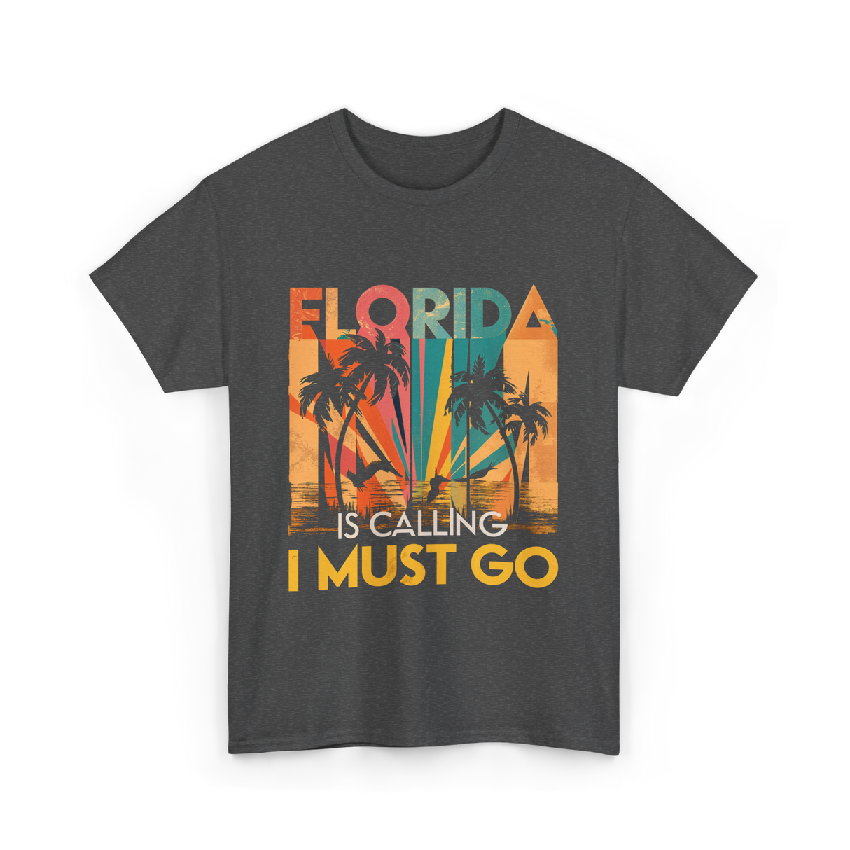 Florida Is Calling Vacation Travel T-Shirt - Dark Heather