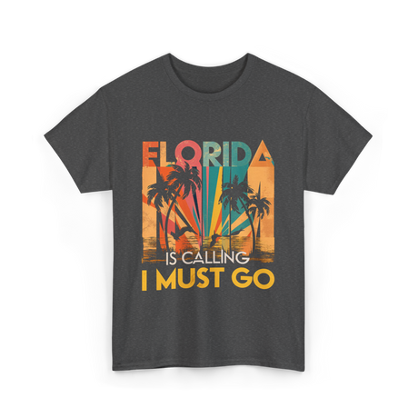 Florida Is Calling Vacation Travel T-Shirt - Dark Heather