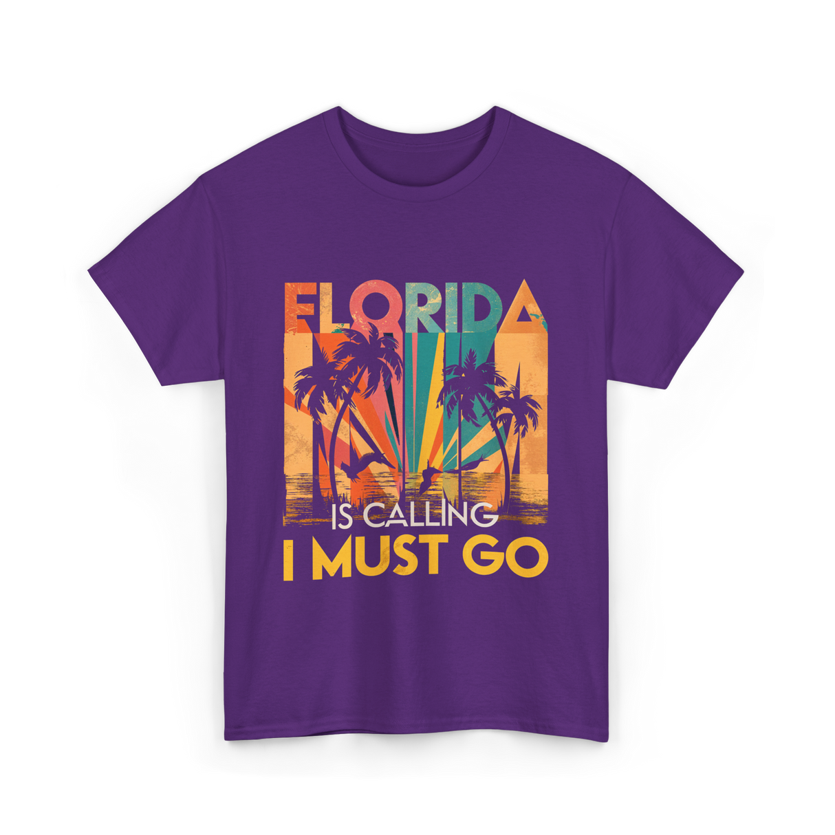 Florida Is Calling Vacation Travel T-Shirt - Purple