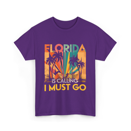 Florida Is Calling Vacation Travel T-Shirt - Purple