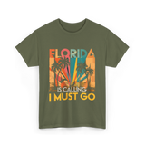 Florida Is Calling Vacation Travel T-Shirt - Military Green