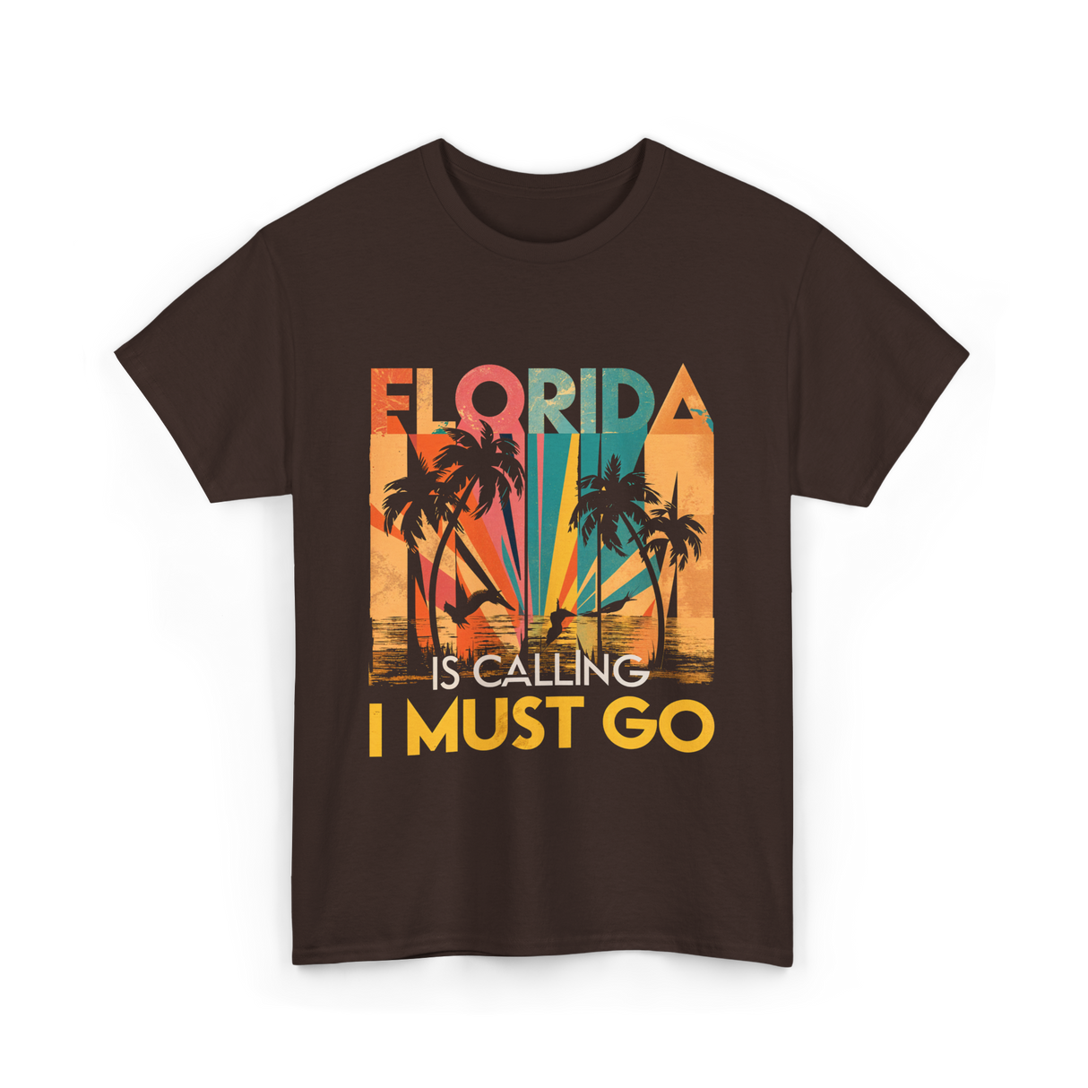 Florida Is Calling Vacation Travel T-Shirt - Dark Chocolate