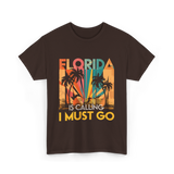 Florida Is Calling Vacation Travel T-Shirt - Dark Chocolate