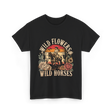 Flowers Horses Cowgirl T-Shirt - Black